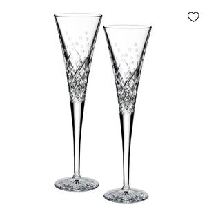 Waterford Celebration Toasting Flutes Set of 2 3" diam 11" high Made in Slovenia